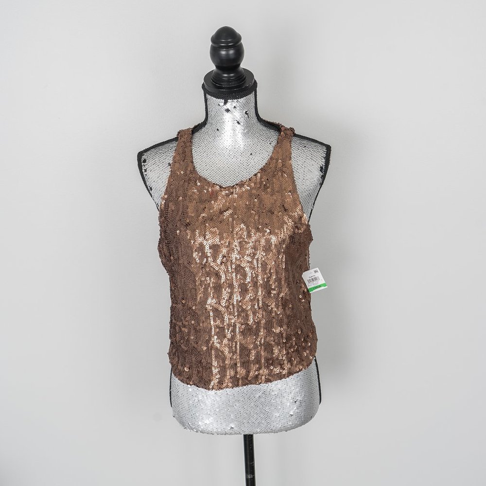 NWT Bar III Sequined Sleeveless Party Crop Top -L